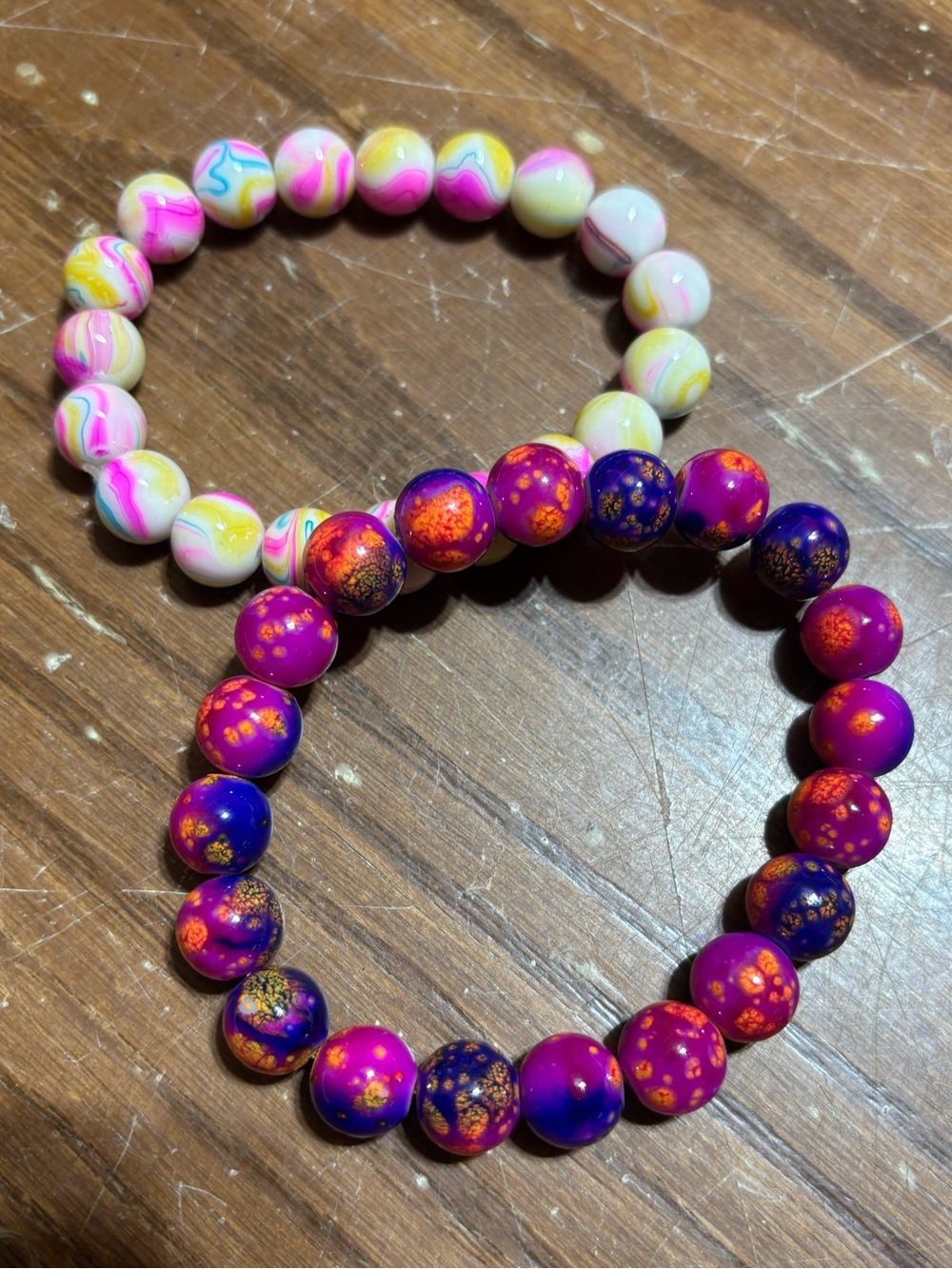 Beaded Bracelets Set - Pink, Purple, Orange, Yellow, White
